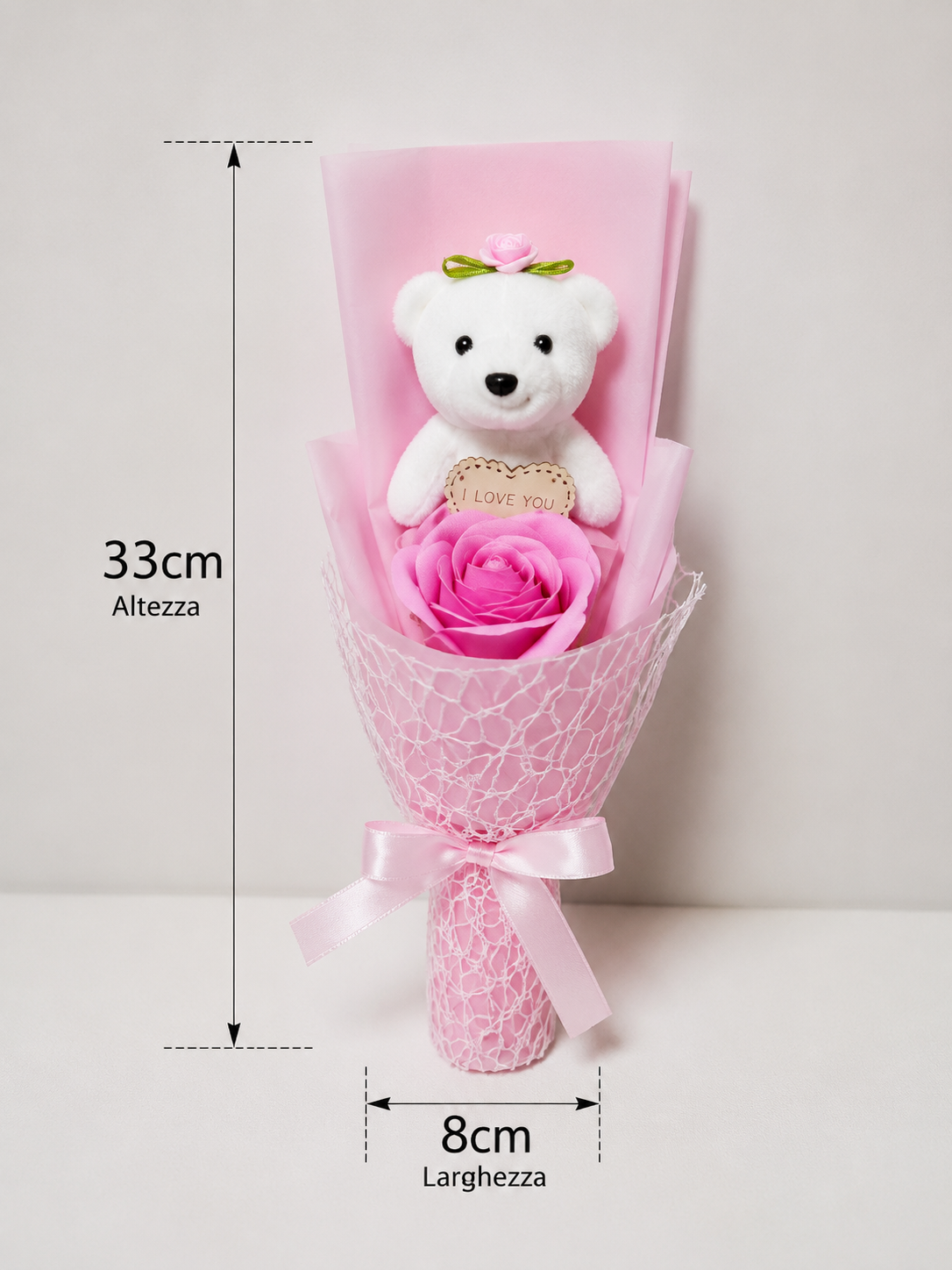 Bouquet Regalo con Orsetto Peluche e Rosa Blu – Idea Regalo Romantica per San Valentino, Compleanno o Anniversario