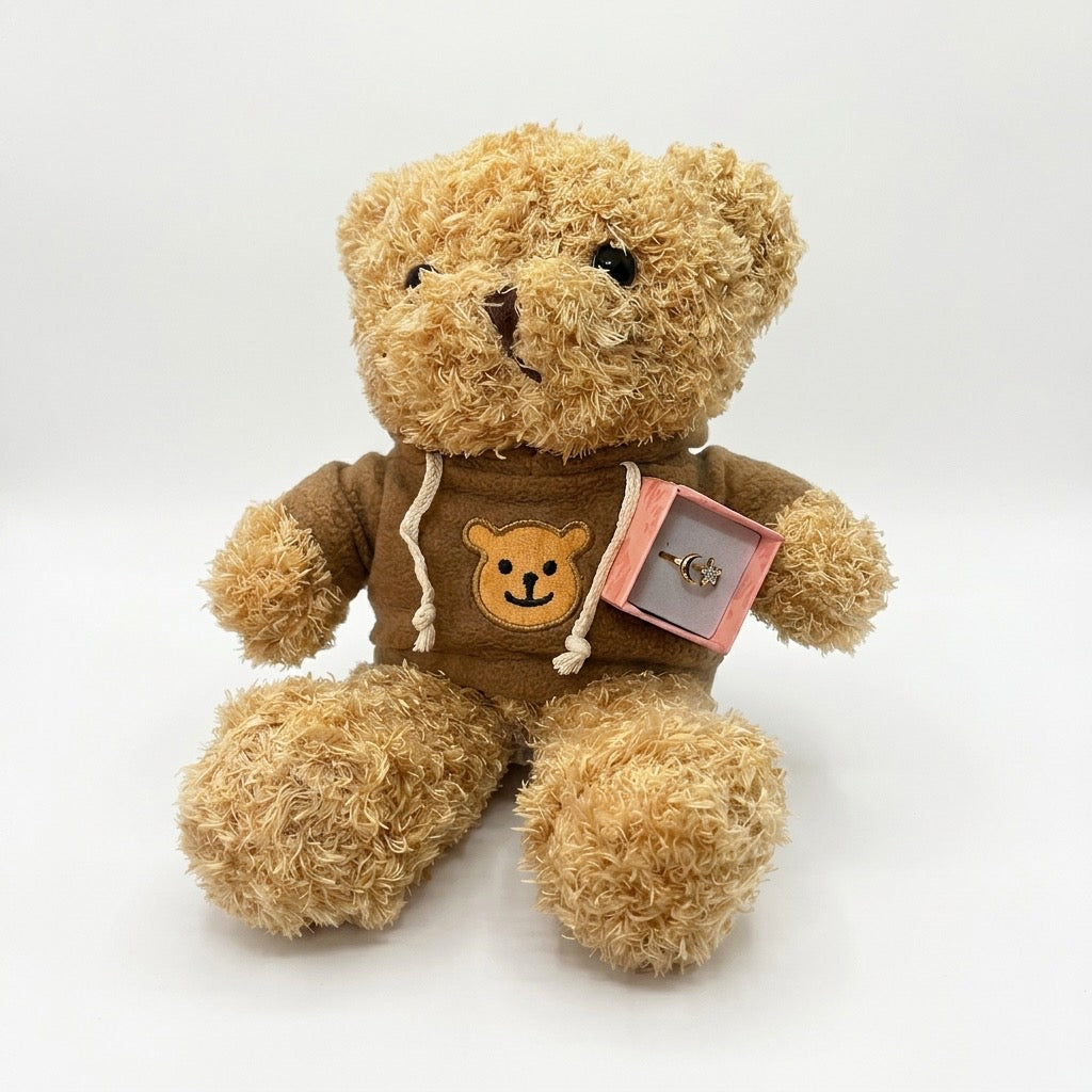 OrSì Peluche con Anello "Notte Dorata" Regolabile in Acciaio Inossidabile