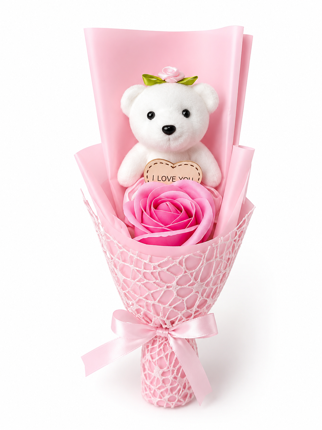 Bouquet Regalo con Orsetto Peluche e Rosa Blu – Idea Regalo Romantica per San Valentino, Compleanno o Anniversario