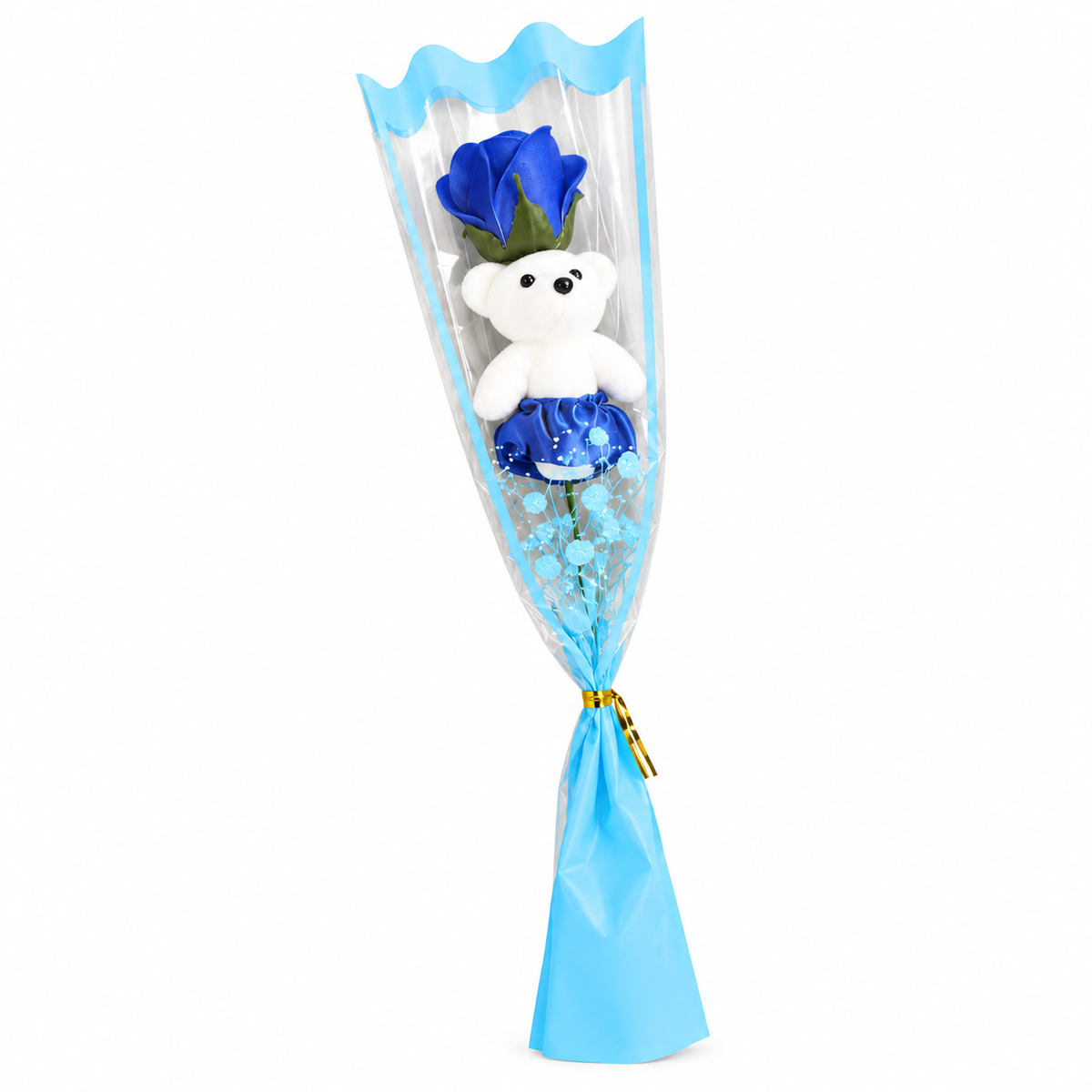Teddy Bloom™ — Mini Bouquet con Orsetto e Rosa