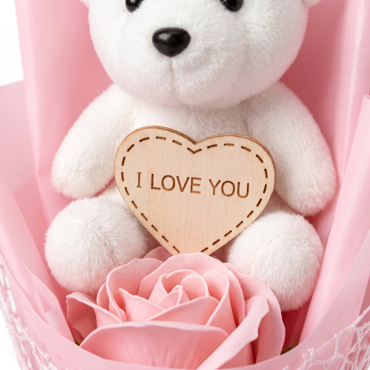 Bouquet Regalo con Orsetto Peluche – Regalo Romantico Donna – Rosa o Blu – AuraGifts