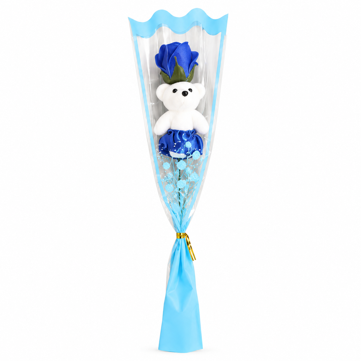Teddy Bloom™ — Mini Bouquet con Orsetto e Rosa