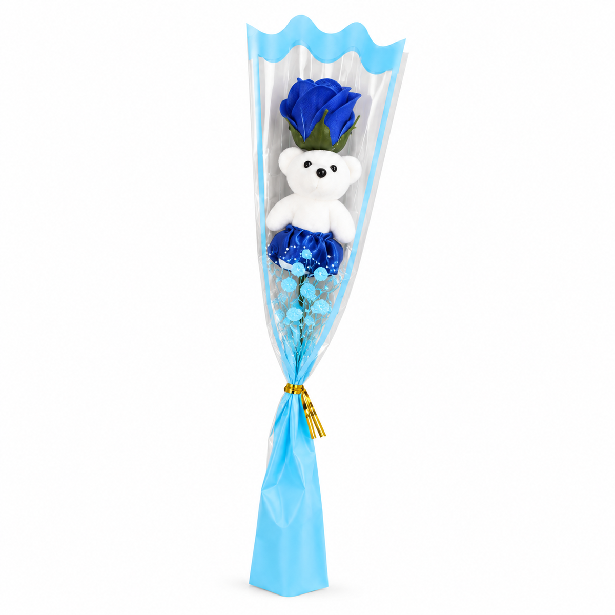 Teddy Bloom™ — Mini Bouquet con Orsetto e Rosa