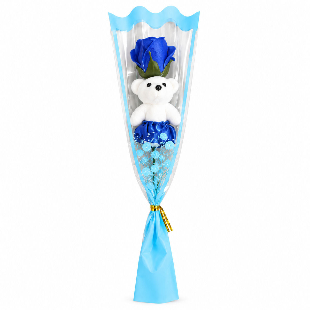 Teddy Bloom™ — Mini Bouquet con Orsetto e Rosa