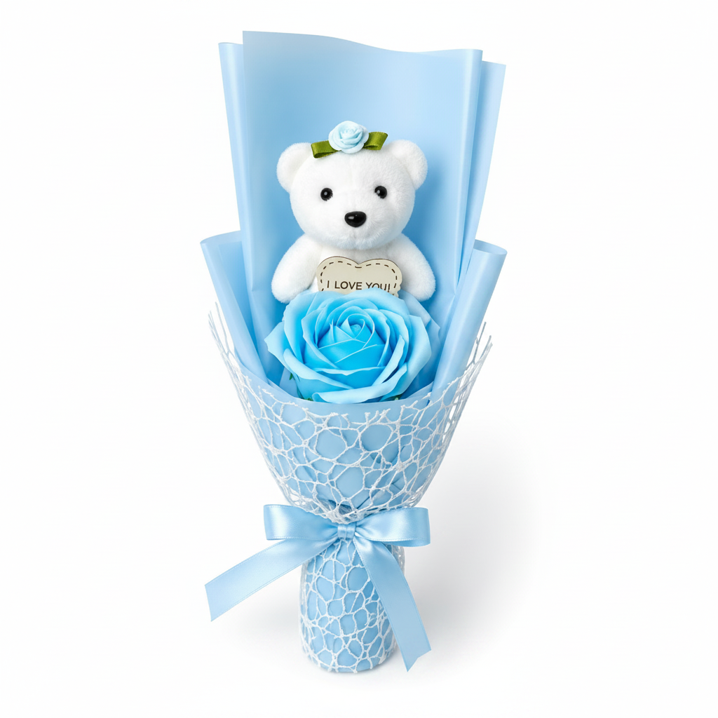 Bouquet con Orsetto Blu