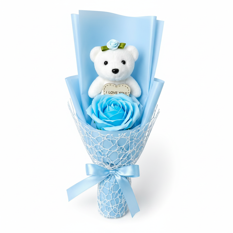 Bouquet con Orsetto Blu