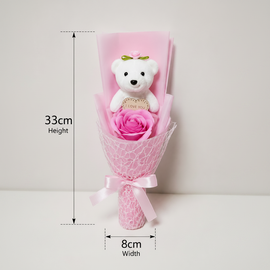 Bouquet Rosa con Orsetto